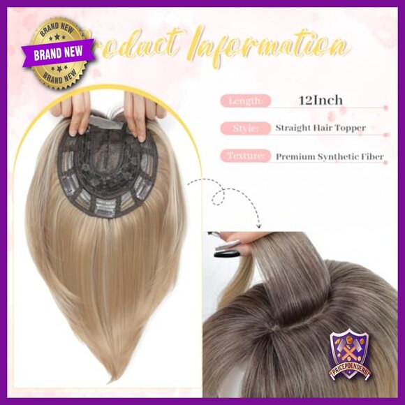 12 Inch Synthetic Hair Topper with Bangs for Thinning Hair main image 5